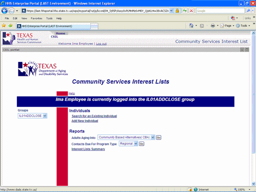 Screenshot of CSIL Home Page